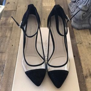 Clear And black high heels only worn once original box great condition